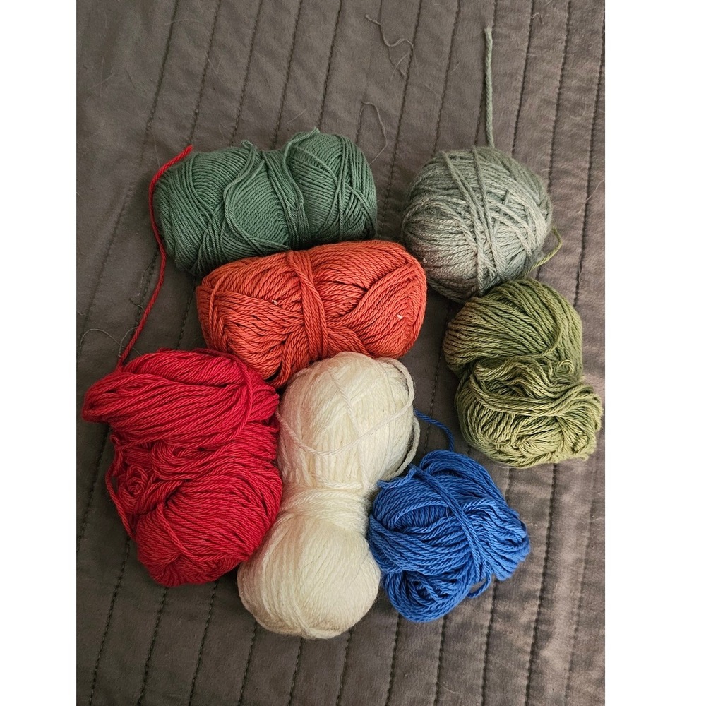 Multi Color Yarn Bundle Assorted Skeins Red Blue Green Orange Cream Crafting Lot